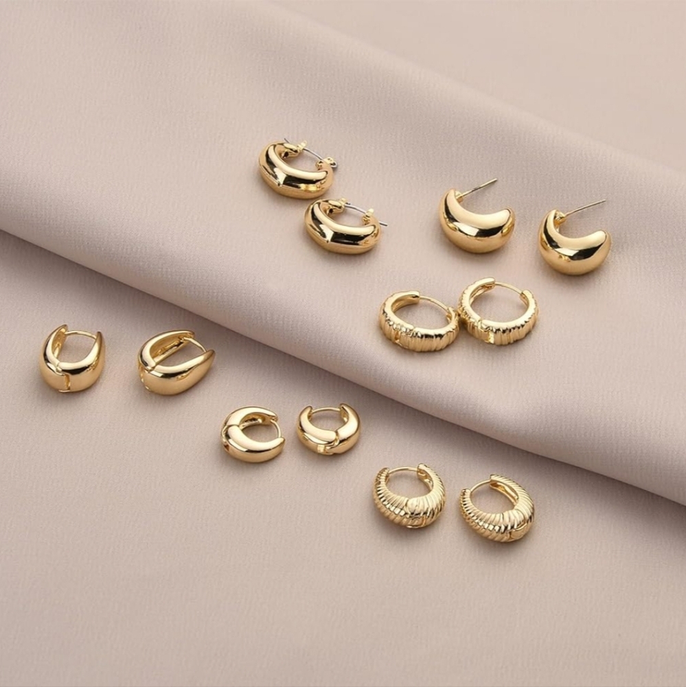 6 Pair 14k Gold Fashion Earrings